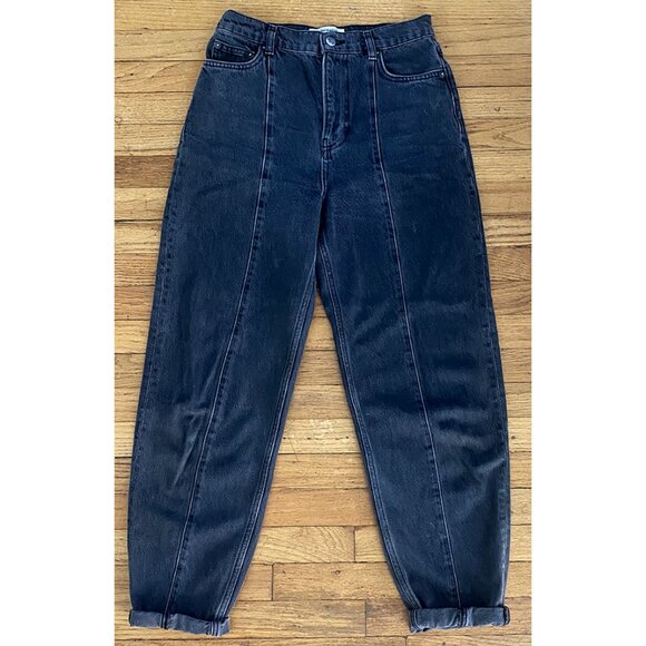 🌎 Reformation Baggy Black Barrel Jeans in Seine Wash 🌳 Size 25 - Picture 3 of 12